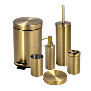 Shiny Golden Luxurious Stainless Steel Bathroom Accessories Set