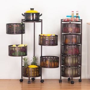 Fruits Vegetables 5 Layer Trolley Rotating Round Drawer Rotary Kitchen Organizers And Storage Storage Multi-layer Basket