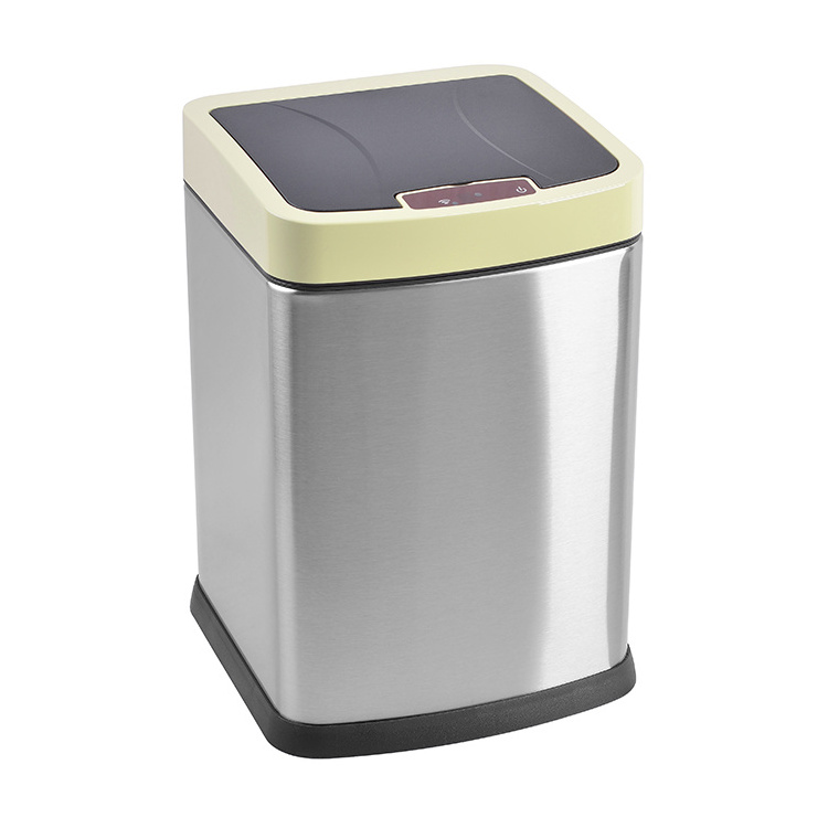 Factory direct eco-friendly touchless automatic sensor 9L garbage bins stainless steel trash can color silver waste bin