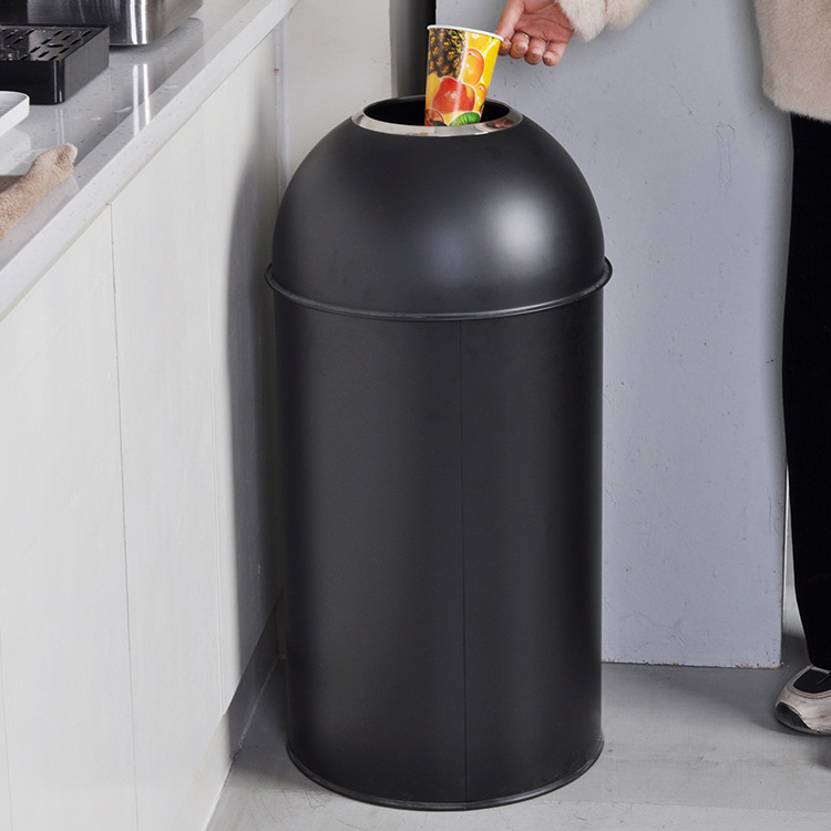 90L Hotel Square Outdoor Garden Waste Bin Trash Can Black Pop Up Open Top Waste Trash Bin