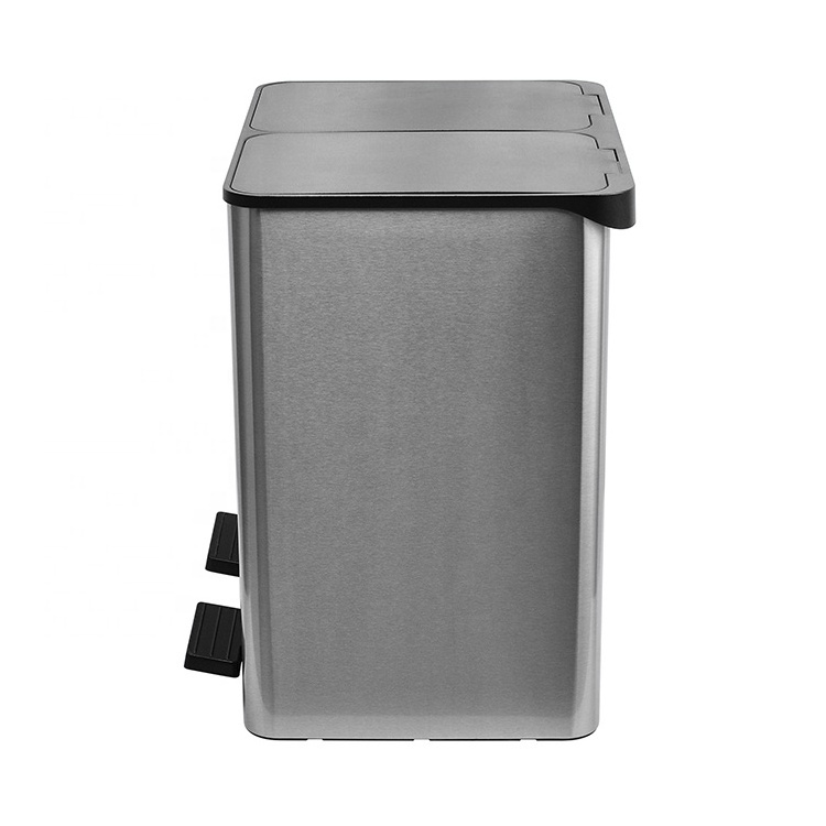 40L JiangMen Wet And Dry Double Recycling Rubbish Trash Can Pedal Bin With Dual Compartment For Iidoor Or Outdoor