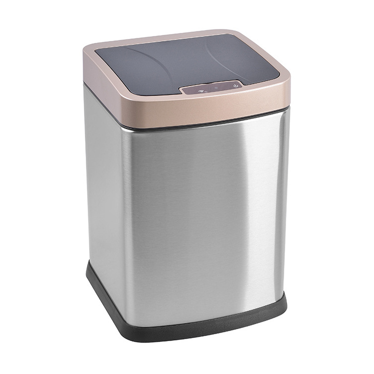 Factory direct eco-friendly touchless automatic sensor 9L garbage bins stainless steel trash can color silver waste bin