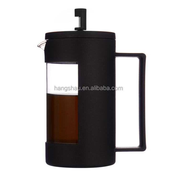 Stainless Steel Plastic Material Glass French Press Coffee Maker Pot With Black Tea Pot 600ml Travel Coffee French Press