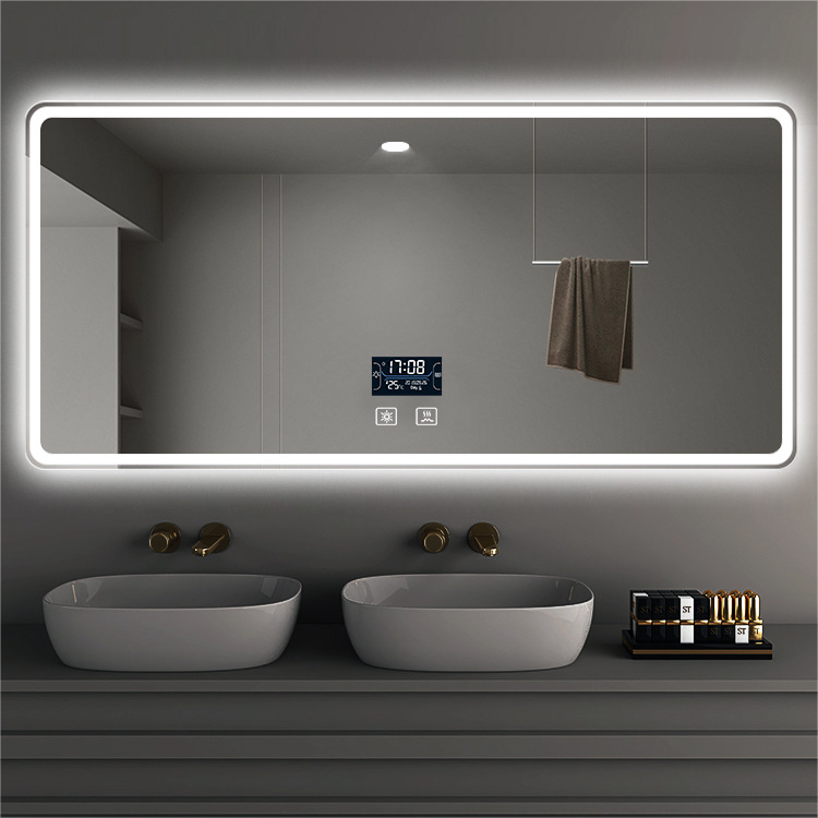 Smart Magic Square Bathroom Mirror with LED Lights and Bluetooth Music Display Equipped with Smart Features