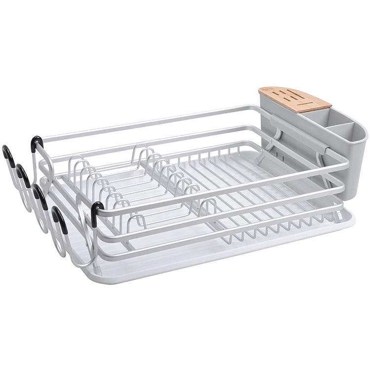 Sink Dish Drying Rack Space Saving Sink Countertop Aluminum Single Tier Kitchen Utensils Storage Drainer Rack Dish