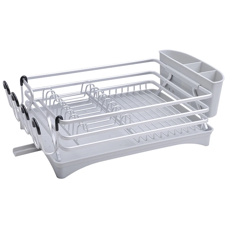 Sink Dish Drying Rack Space Saving Sink Countertop Aluminum Single Tier Kitchen Utensils Storage Drainer Rack Dish