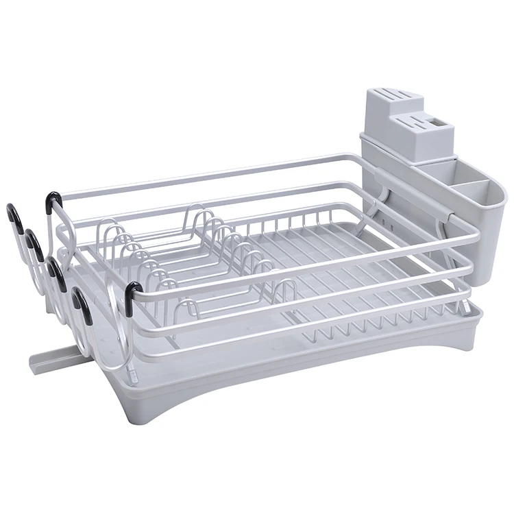 Sink Dish Drying Rack Space Saving Sink Countertop Aluminum Single Tier Kitchen Utensils Storage Drainer Rack Dish