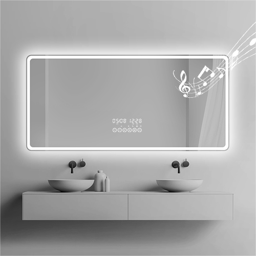 Smart Magic Square Bathroom Mirror with LED Lights and Bluetooth Music Display Equipped with Smart Features