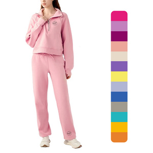 Bulk Winter Tracksuits Suits Two Piece Set Women Pink Print Sport Casual Outfits Zip Sweatshirt Top Pants Set Women Sweat Suit