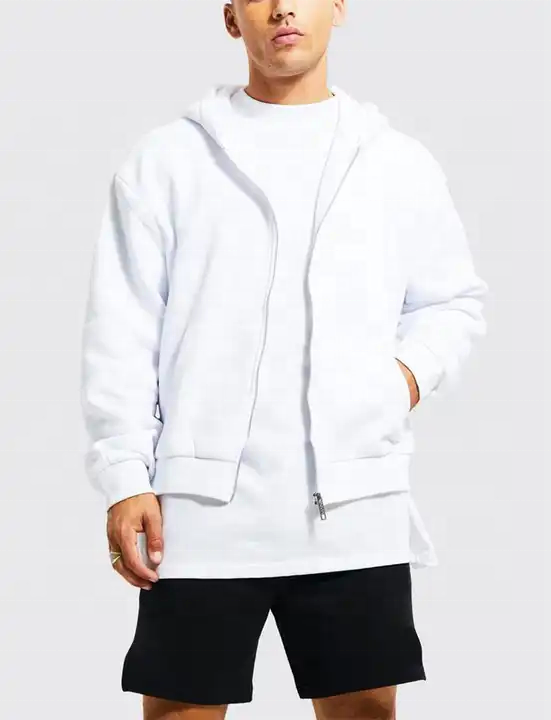 JL-80909 Manufacturers custom clothing men blank zip up sweatshirt cotton bubble print zipper boxy hoodie with logo