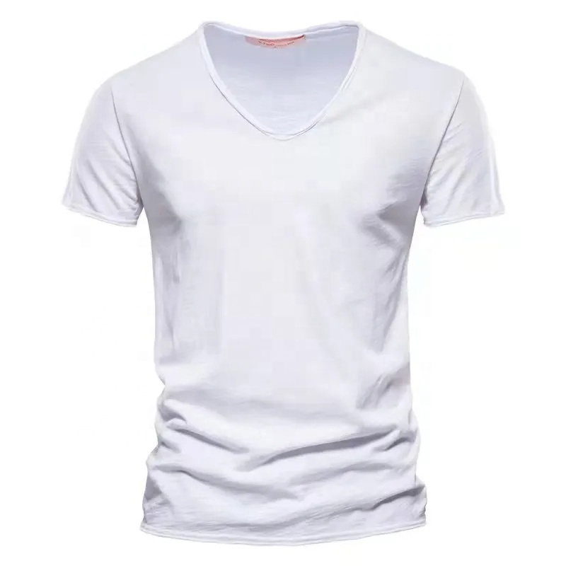 Men Bamboo Fiber Slim-Fit V Neck Soft Touch Tshirt Printing Cotton Plain T-Shirt Hemp T Shirt For Men