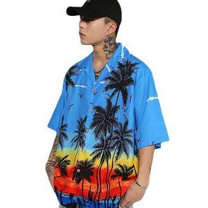 JL-0307A Colourful Vacation Beach Shirt Wholesale Hip Hop Button Up Shirts Free Fire Collar Shirts Hawaiian Men