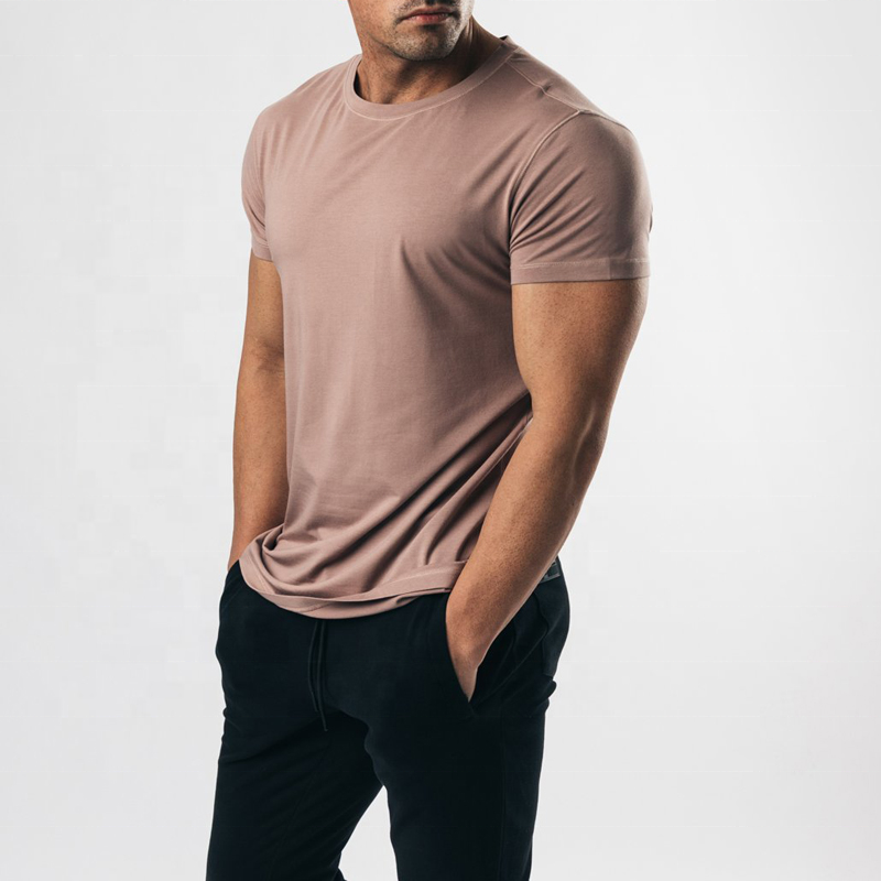 JL0801D High Quality Sports Gym Wear Manufacturer 95 Cotton 5 Spandex Men Tee Seamless Gym Wear Slim Fit T Shirts Men