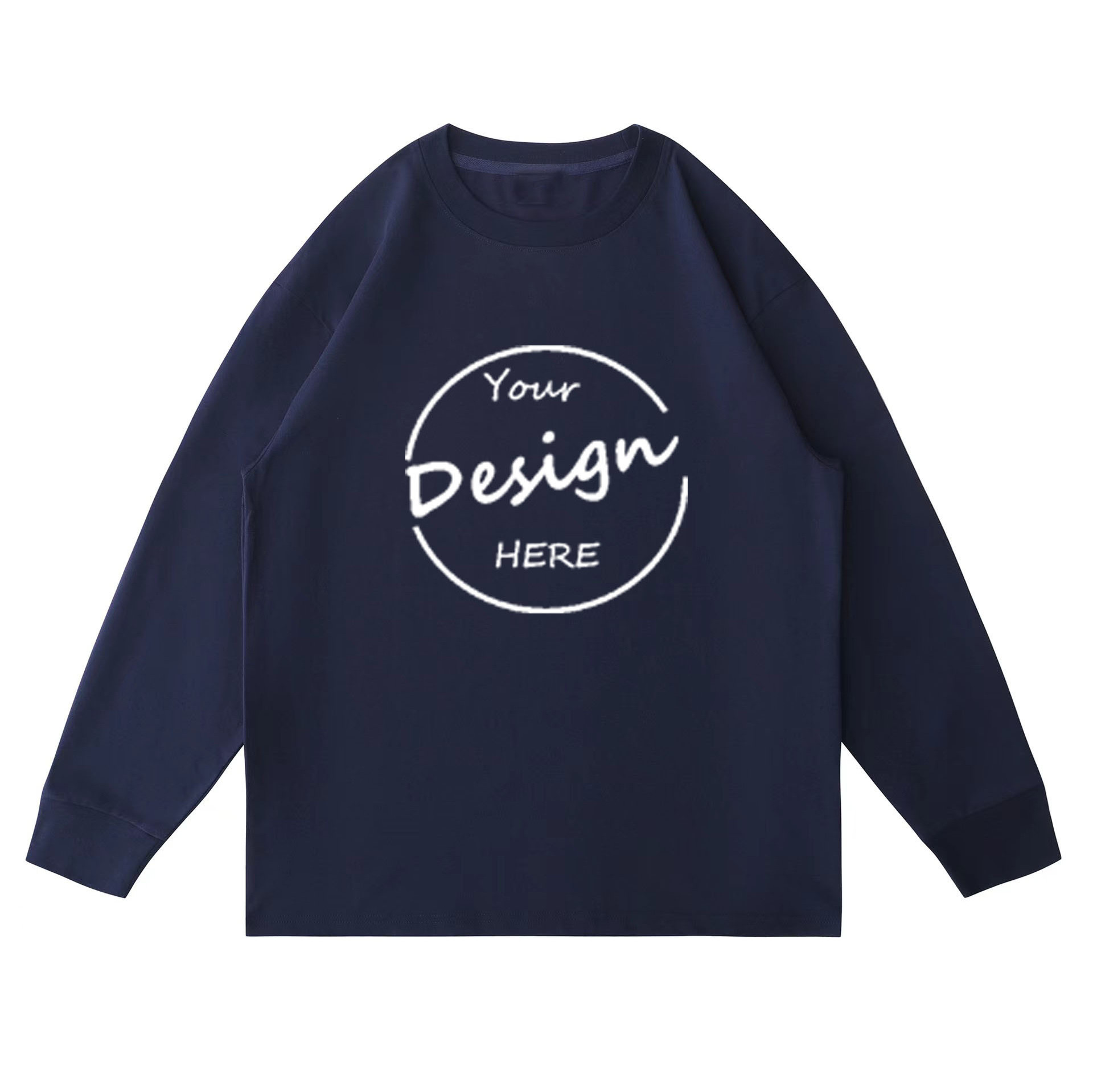 OEM Crew Neck Heavy Cotton TShirt  Blank Drop Shoulder Pullover Screen Print Plain Oversized Long Sleeve T Shirt For Men