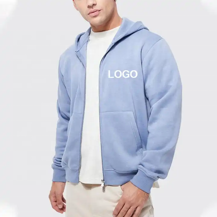 JL-80909 Manufacturers custom clothing men blank zip up sweatshirt cotton bubble print zipper boxy hoodie with logo