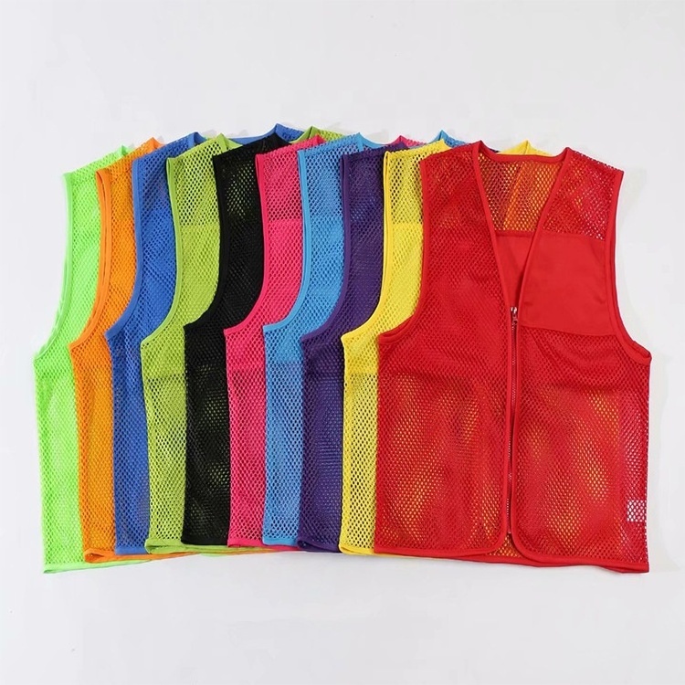 Wholesale High Quality  Men's Vests & Waistcoats Custom Reflective Safety With Pockets Breathable Mesh  Orange  Vest