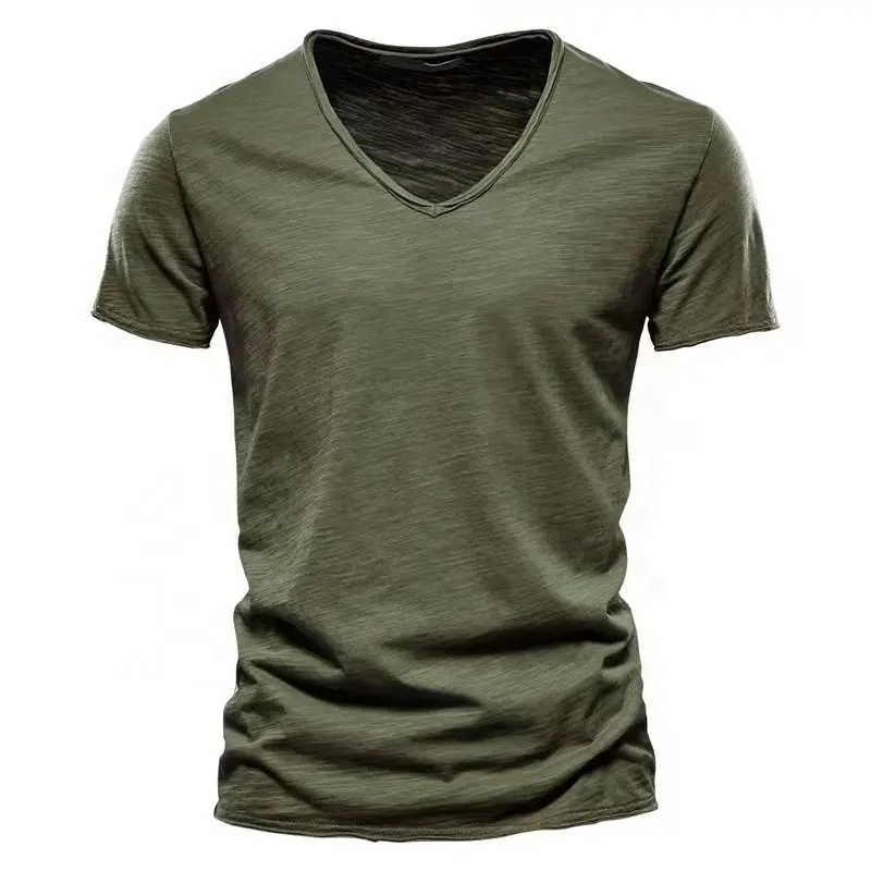 Men Bamboo Fiber Slim-Fit V Neck Soft Touch Tshirt Printing Cotton Plain T-Shirt Hemp T Shirt For Men