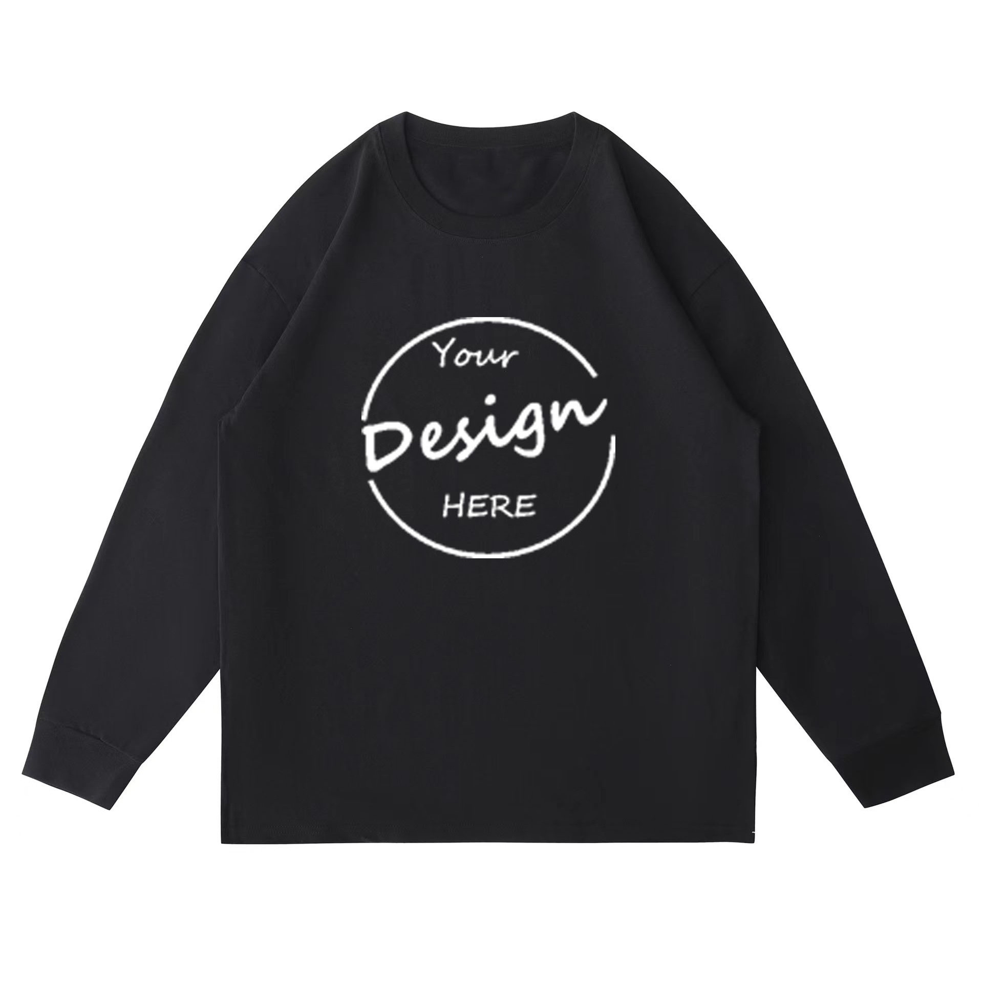 OEM Crew Neck Heavy Cotton TShirt  Blank Drop Shoulder Pullover Screen Print Plain Oversized Long Sleeve T Shirt For Men