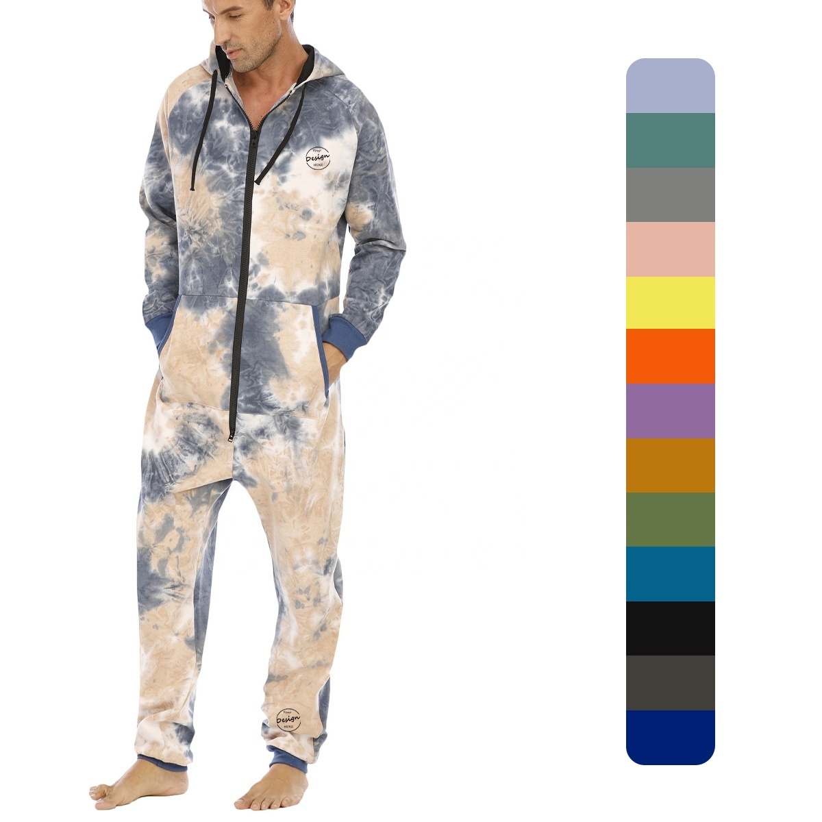 Wholesale Men's Mechanic Coverall Work Clothing Bib With Pocket Plus Size Tie-Dye Jumpsuit Set Overalls For Men