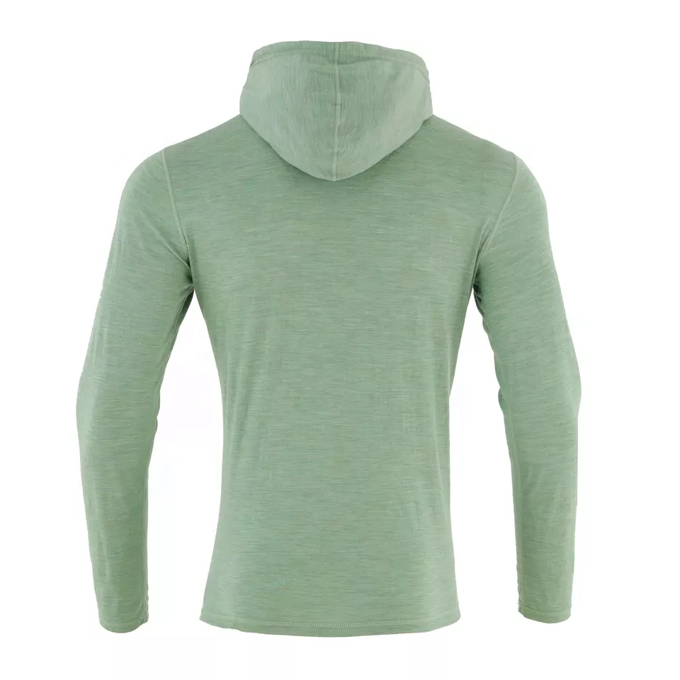 JL1216B Custom Merino Wool 1/4 Button Kangaroo Pocket Men Merino Wool Hoodie With Snap Button