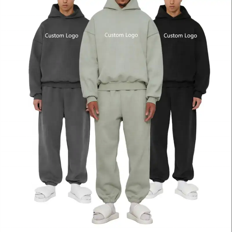 JL0907A Straight Leg Sweatsuits With No Drawstrings Men High Quality Heavyweight Joggers Set Sweatpants And Hoodies Set for Men