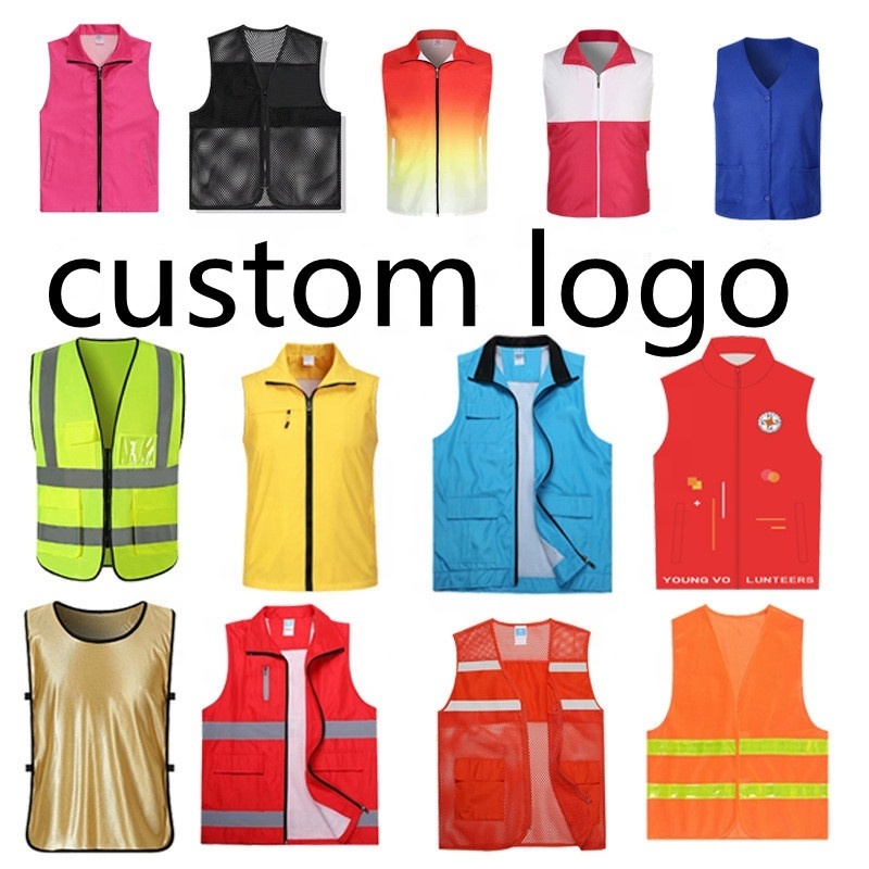 Wholesale High Quality  Men's Vests & Waistcoats Custom Reflective Safety With Pockets Breathable Mesh  Orange  Vest