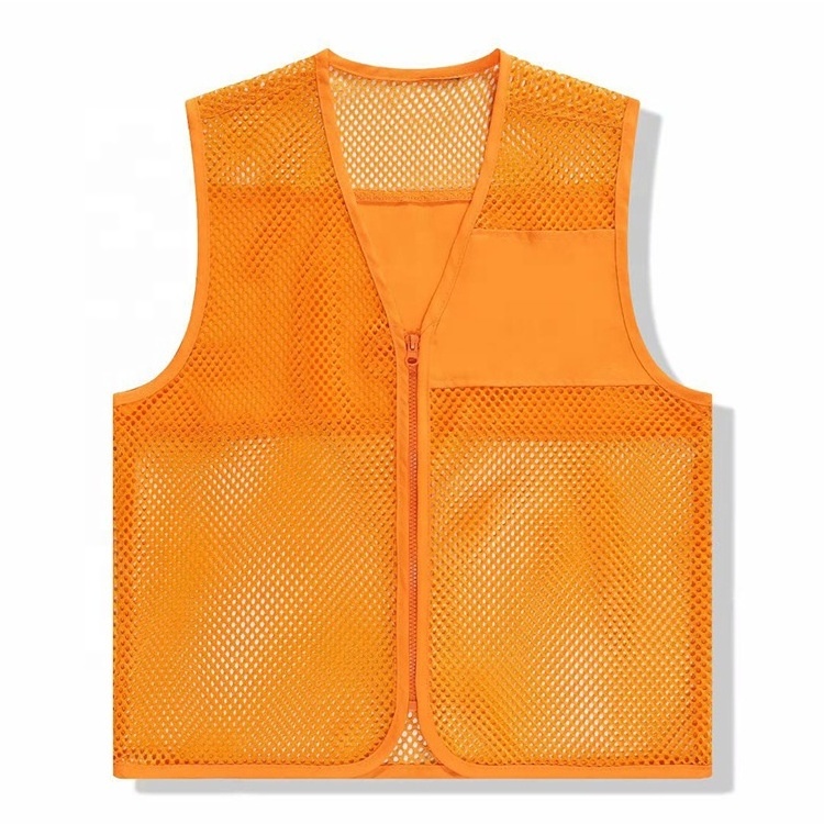 Wholesale High Quality  Men's Vests & Waistcoats Custom Reflective Safety With Pockets Breathable Mesh  Orange  Vest