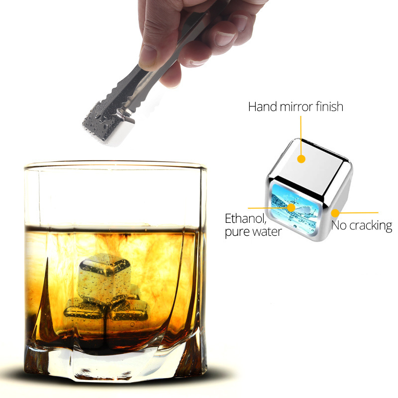 304 Stainless Steel Natural Whiskey Stones Ice Cubes Magic Vodka Wine beer Cooler Bar Whisky Chiller Tool Cooling Ice Cubes