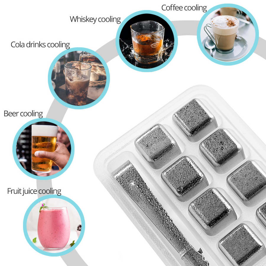 304 Stainless Steel Natural Whiskey Stones Ice Cubes Magic Vodka Wine beer Cooler Bar Whisky Chiller Tool Cooling Ice Cubes