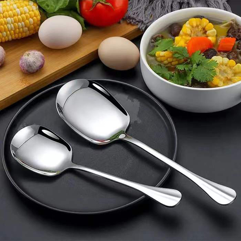 Kitchen Dinner Dish Public Spoon Soup Restaurant Large Stainless Steel Distributing Spoon Buffet Serving Spoon