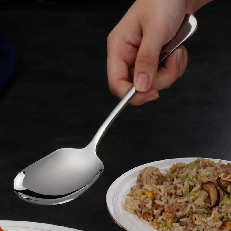 Kitchen Dinner Dish Public Spoon Soup Restaurant Large Stainless Steel Distributing Spoon Buffet Serving Spoon