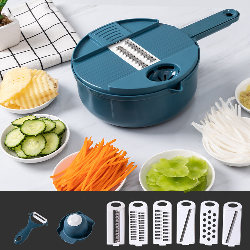 12 In 1 Multi-Function Vegetable Chopper Carrots Potatoes Manually Cut Shred Slicer Radish Grater Kitchen Tools Vegetable Cutter