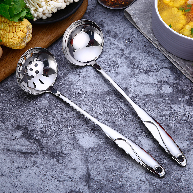 Long Handle Soup Hot Pot Colander Strainer Spoon Tablespoons Portable Stainless Steel Filter Spoon Kitchen Gadget