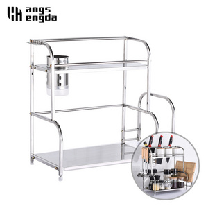 Kitchen Organizer Spice Jar Shelf Organizer 2 Tier Stainless Steel Spice Bottle Rack /Holder Storage Kitchen Countertop Shelves