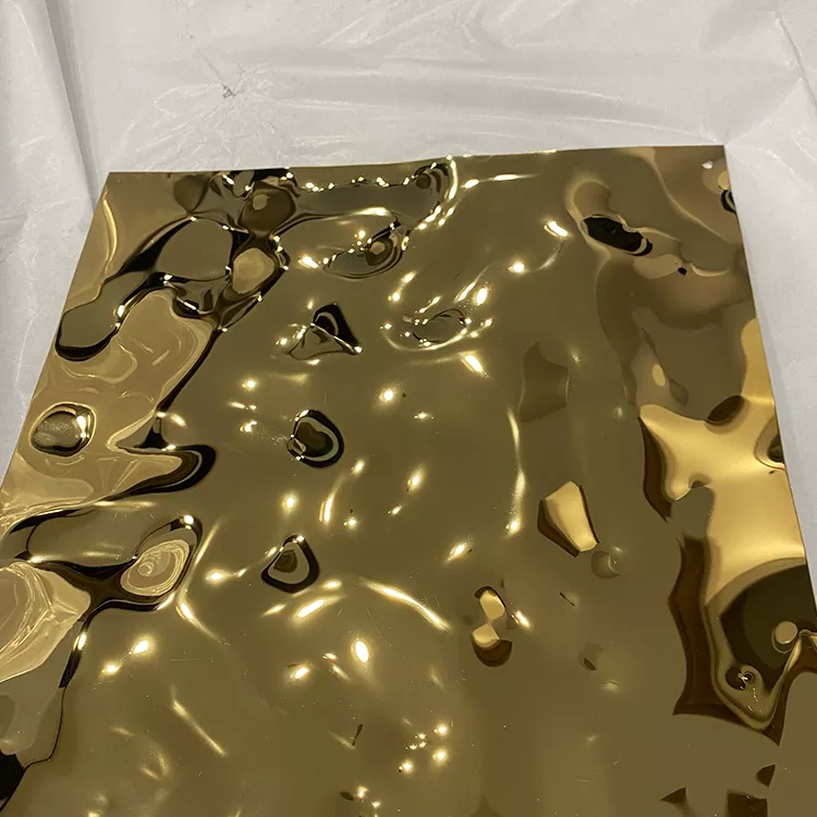 304 316L 1mm 2mm SS Sheet Gold Silver Water Ripple Stainless Steel Color Sheet Plate with PVC Film Price