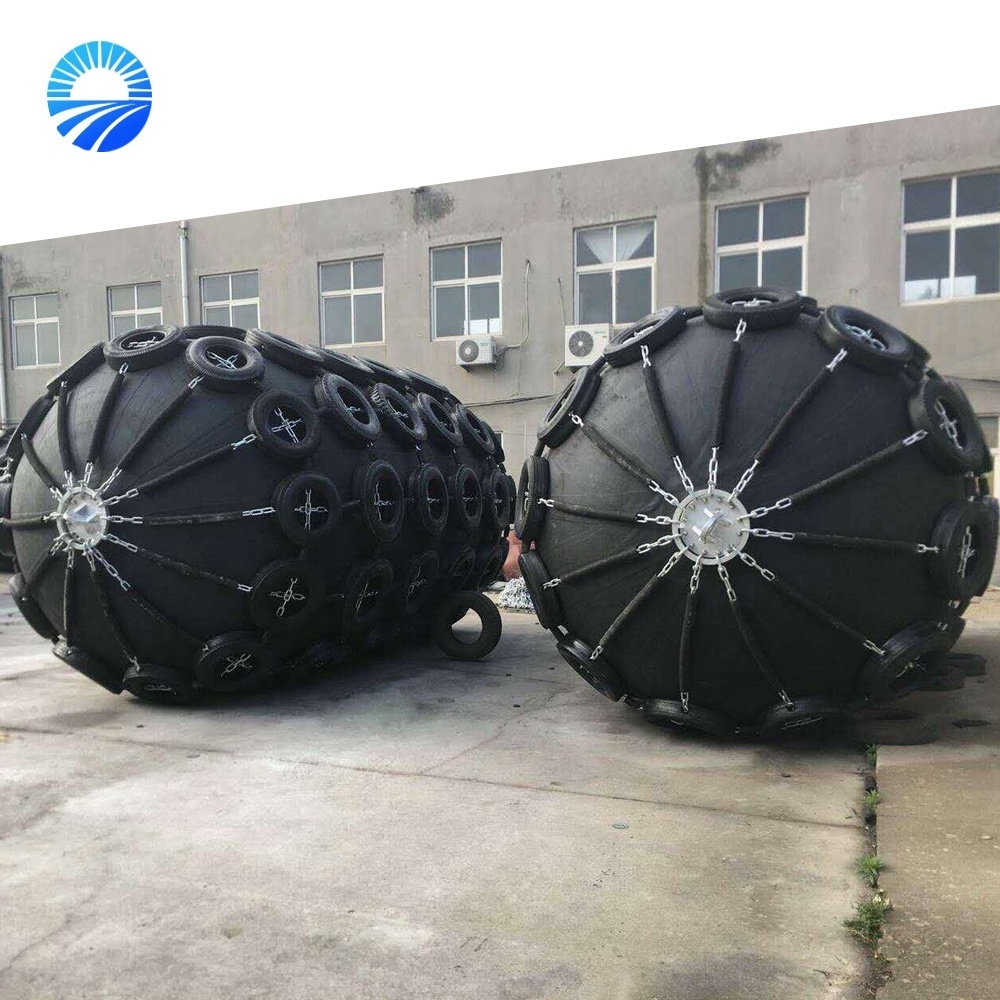 Hot sale pneumatic floating marine rubber fenders with tires and chains used to protect dock and ship