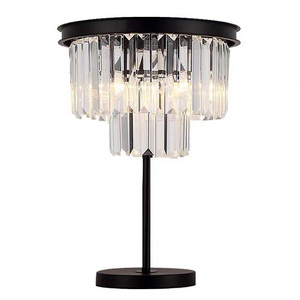 Modern  Decorative Living Room Bedside Clear Crystal black metal Table Lamp