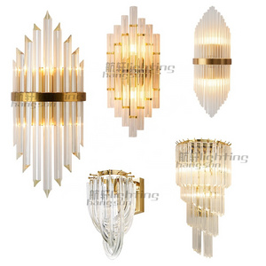 indoor contemporary decoration designer lights fixtures large hotel bedroom staircase lamp led gold modern crystal wall light