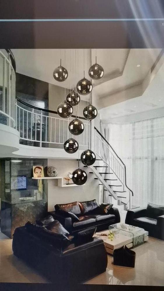 Modern Staircase clear Glass Globe Pendant 12 Light Fixtures LED Lighting Chandelier Lamp