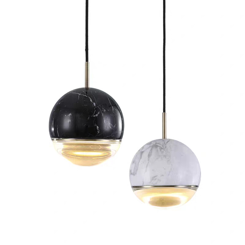 Home decorative slim lamp black hanging lighting kitchen lights fixture modern gold marble led pendant light