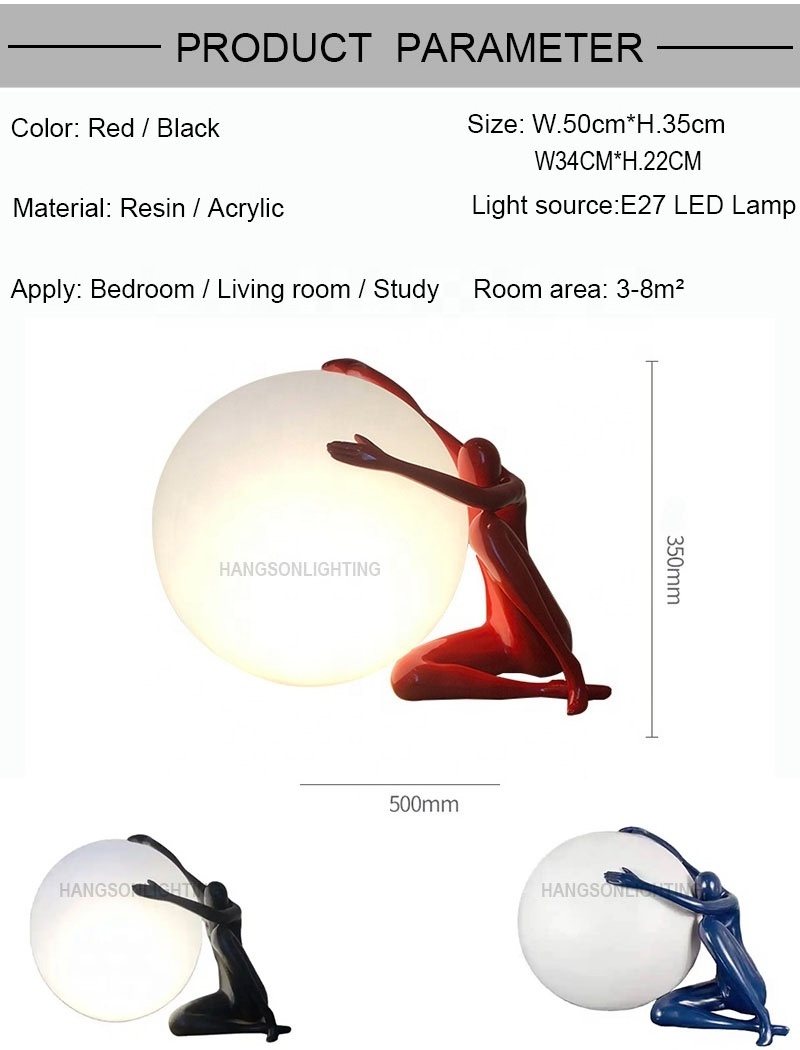 Nordic luxury  Acrylic Ball Desks Lamp Resin Humanoid Arc Design Modern Led Room Night Lights For Home Decor Table Touch Lamps