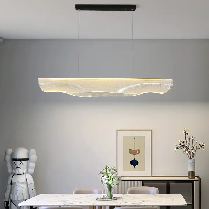 Nordic Long Led Designer Desk Dining Room Lighting Fixtures Modern Black Pendent Light High Transmittance Hanging Light