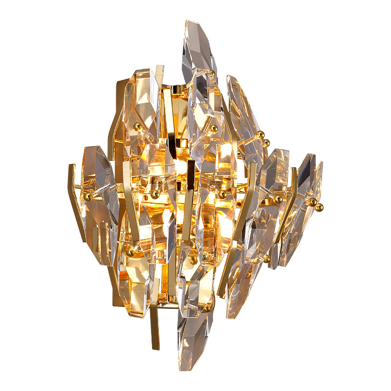 indoor contemporary decoration designer lights fixtures large hotel bedroom staircase lamp led gold modern crystal wall light