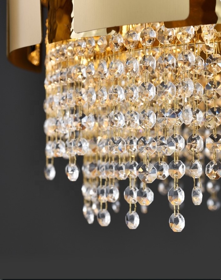 contemporary large decorative gold luxury lighting fixtures K9 crystal pendant lights steel chandeliers and lamps