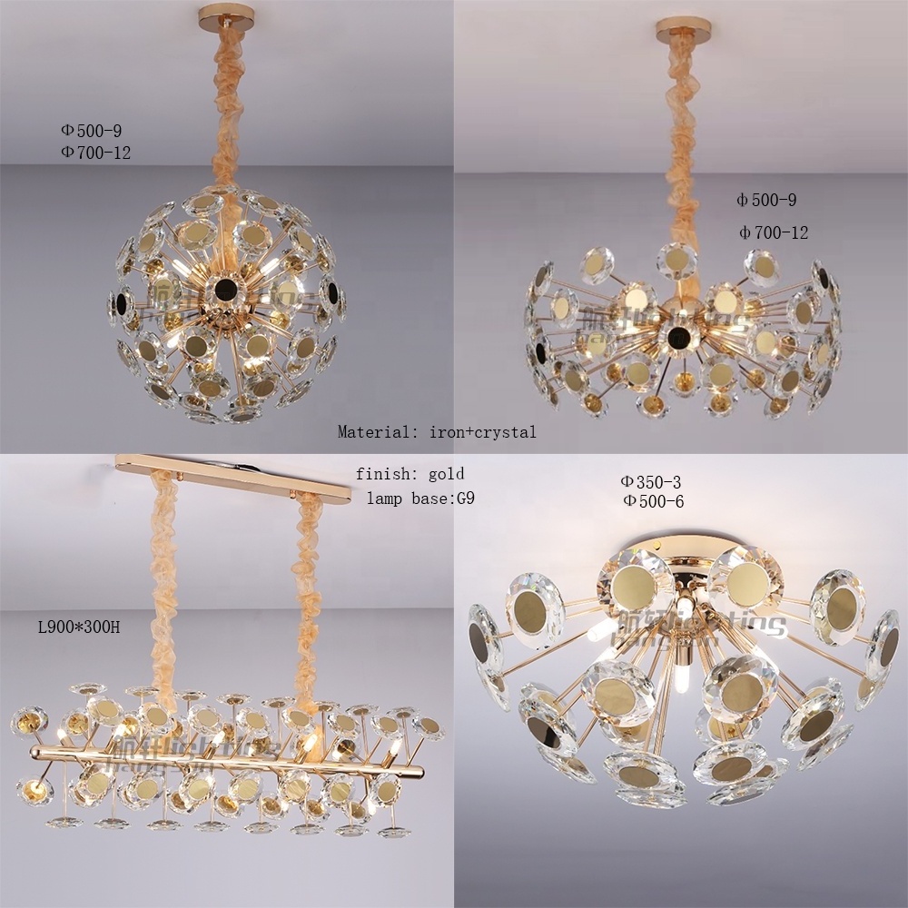 firefly crystal sputnik chandelier 3 arms metal brass tree Pendant lamp for Restaurant bedroom lamps lighting pendant