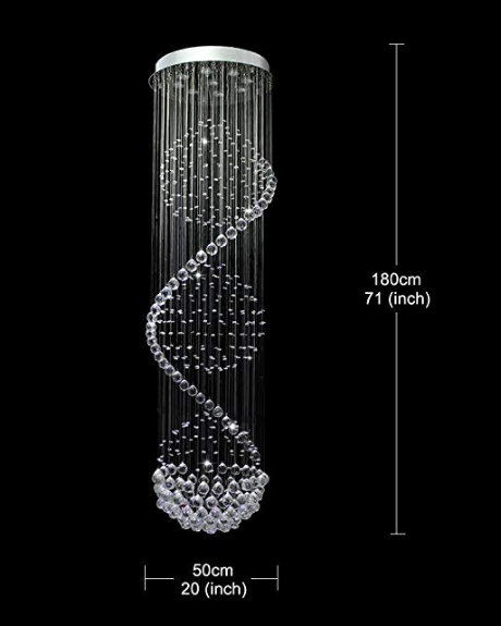 Modern K9 Crystal Spiral Raindrop Chandelier Lighting Flush Mount LED Ceiling Light Fixture