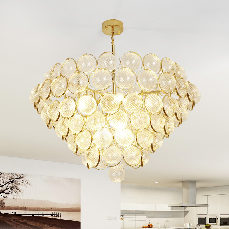 Golden murano glass bubble chandelier round 85cm big  metal gold Contemporary chandelier lighting fixture