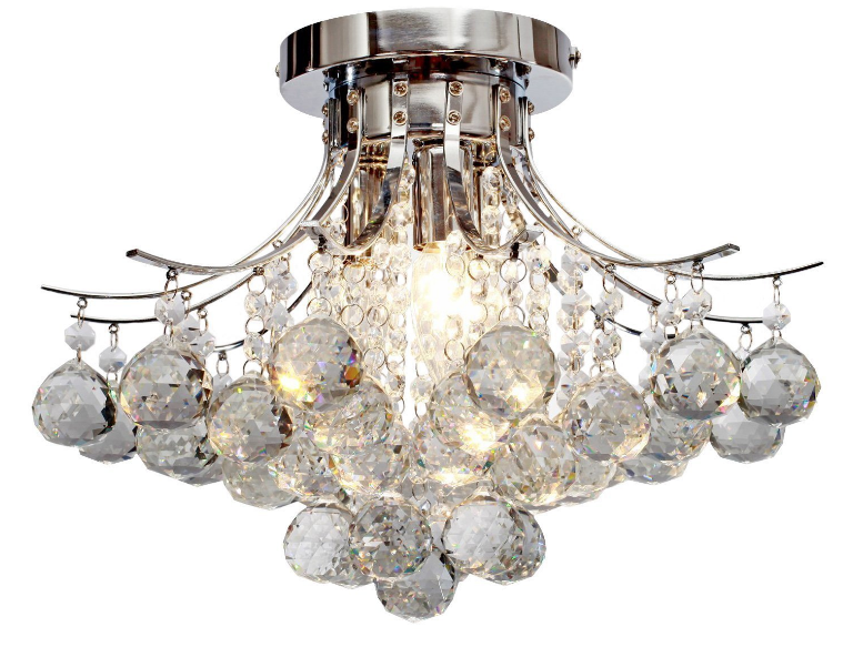 Gold Finish Crystal Chandelier with 4 Lights Ceiling Light Fixture for Dining Room Bedroom