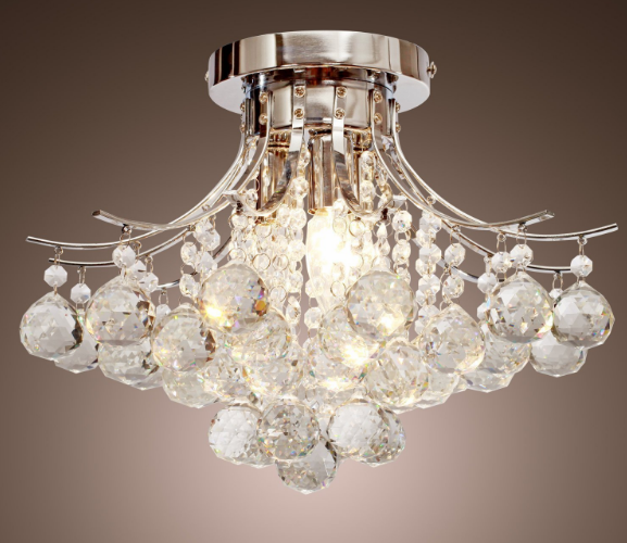 Gold Finish Crystal Chandelier with 4 Lights Ceiling Light Fixture for Dining Room Bedroom