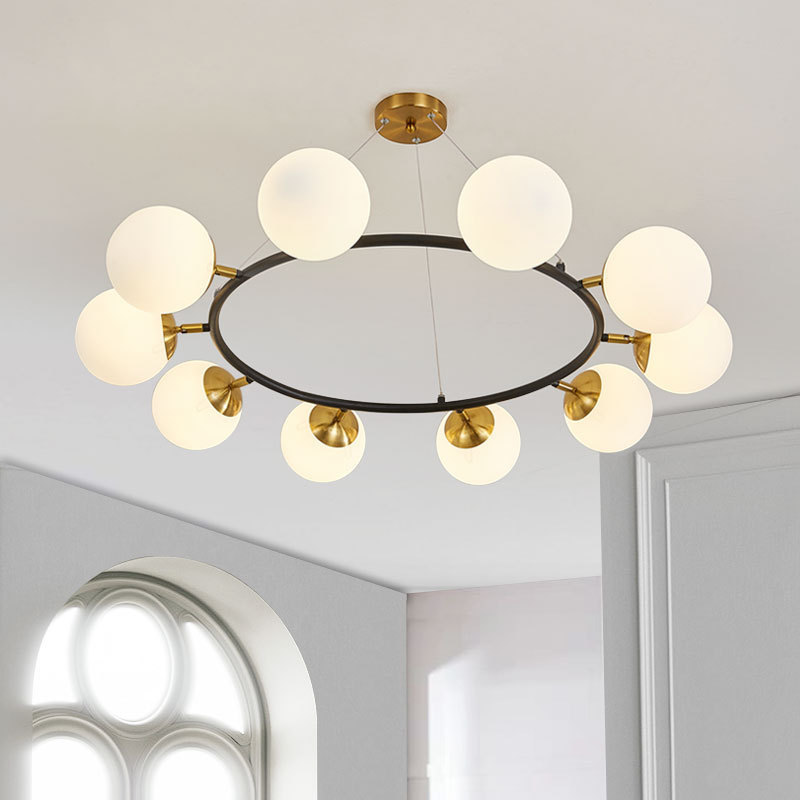 100cm modern ceiling chandelier light black round chandelier 10 lights chandelier metal and glass pendant lighting